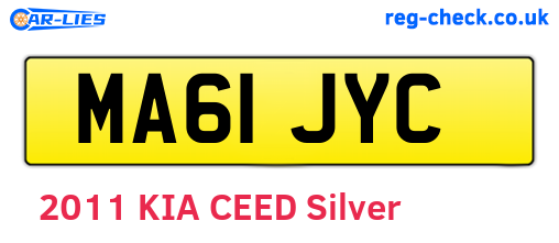 MA61JYC are the vehicle registration plates.
