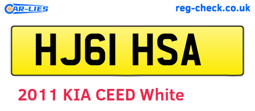 HJ61HSA are the vehicle registration plates.