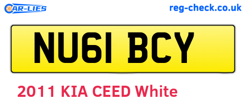 NU61BCY are the vehicle registration plates.