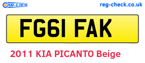 FG61FAK are the vehicle registration plates.