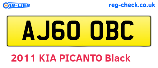 AJ60OBC are the vehicle registration plates.