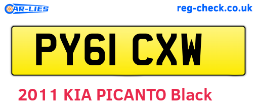 PY61CXW are the vehicle registration plates.