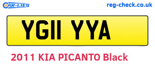 YG11YYA are the vehicle registration plates.