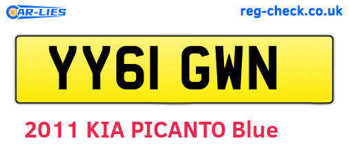 YY61GWN are the vehicle registration plates.