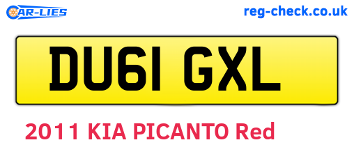 DU61GXL are the vehicle registration plates.