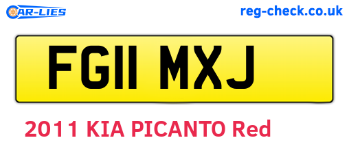 FG11MXJ are the vehicle registration plates.