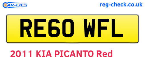 RE60WFL are the vehicle registration plates.