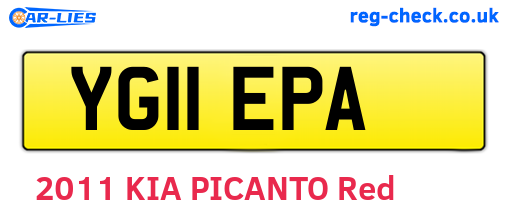 YG11EPA are the vehicle registration plates.