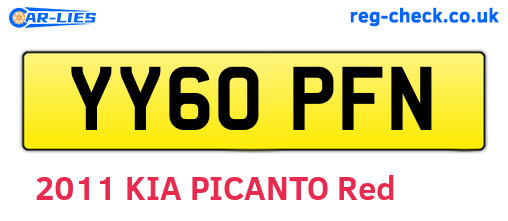 YY60PFN are the vehicle registration plates.