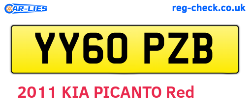 YY60PZB are the vehicle registration plates.