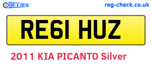 RE61HUZ are the vehicle registration plates.
