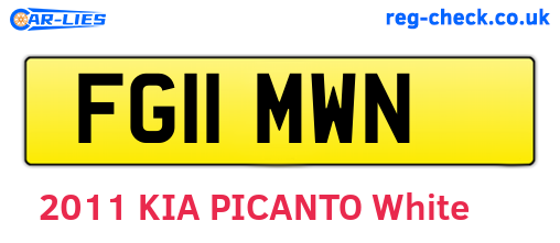 FG11MWN are the vehicle registration plates.