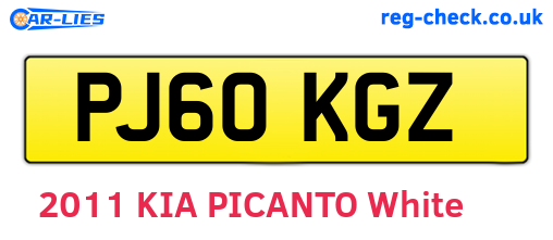 PJ60KGZ are the vehicle registration plates.