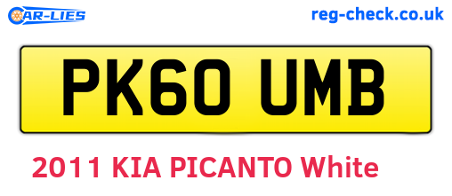 PK60UMB are the vehicle registration plates.