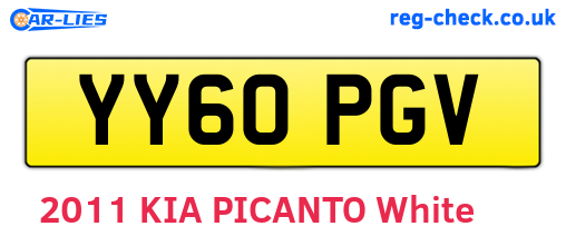 YY60PGV are the vehicle registration plates.