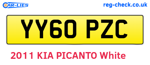 YY60PZC are the vehicle registration plates.