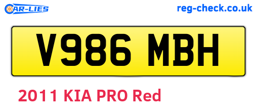 V986MBH are the vehicle registration plates.