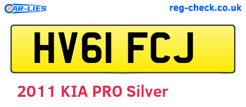 HV61FCJ are the vehicle registration plates.