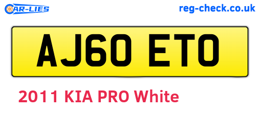 AJ60ETO are the vehicle registration plates.