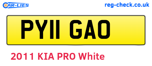 PY11GAO are the vehicle registration plates.