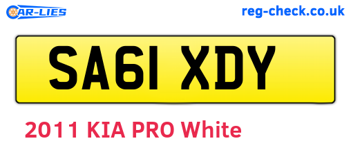 SA61XDY are the vehicle registration plates.