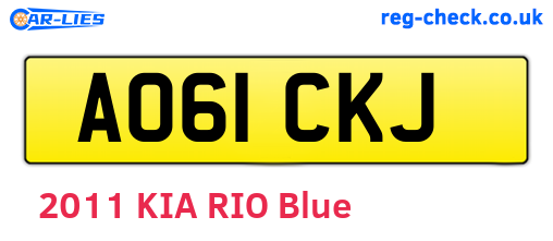 AO61CKJ are the vehicle registration plates.