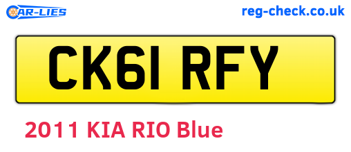 CK61RFY are the vehicle registration plates.