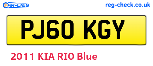 PJ60KGY are the vehicle registration plates.