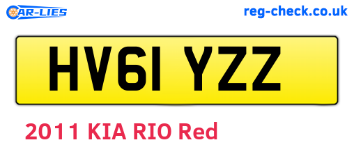 HV61YZZ are the vehicle registration plates.