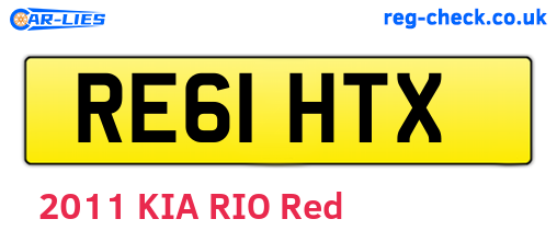 RE61HTX are the vehicle registration plates.