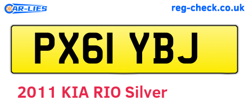 PX61YBJ are the vehicle registration plates.