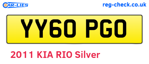 YY60PGO are the vehicle registration plates.