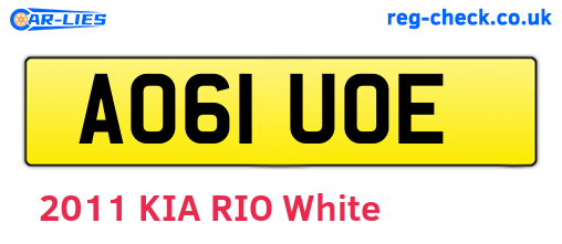AO61UOE are the vehicle registration plates.