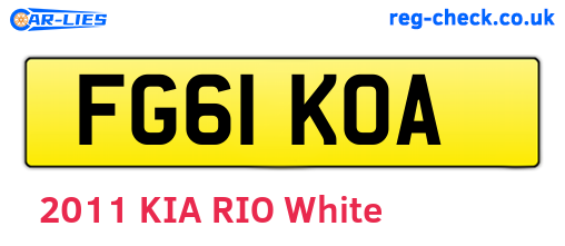 FG61KOA are the vehicle registration plates.