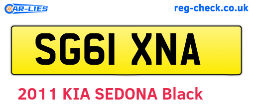 SG61XNA are the vehicle registration plates.