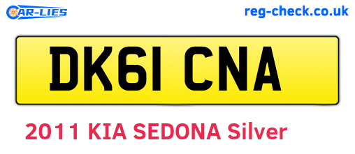 DK61CNA are the vehicle registration plates.