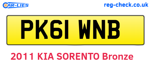 PK61WNB are the vehicle registration plates.