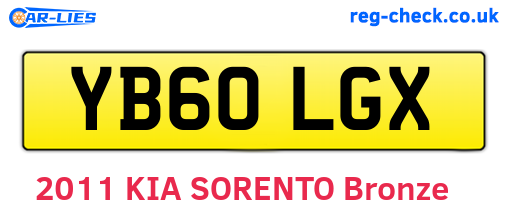 YB60LGX are the vehicle registration plates.