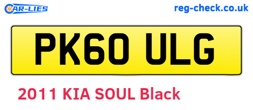 PK60ULG are the vehicle registration plates.