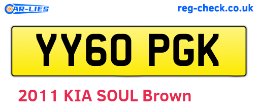 YY60PGK are the vehicle registration plates.