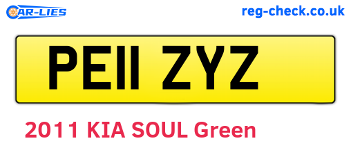PE11ZYZ are the vehicle registration plates.