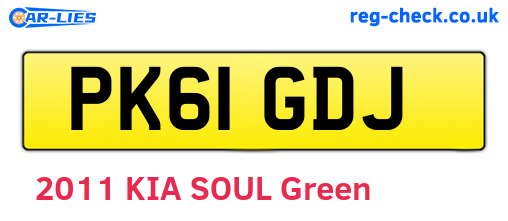 PK61GDJ are the vehicle registration plates.