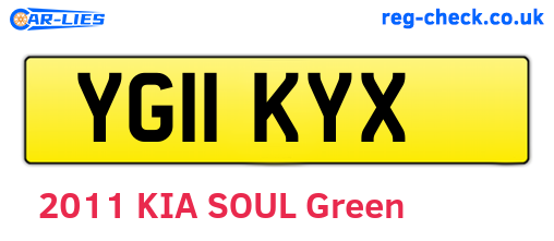 YG11KYX are the vehicle registration plates.