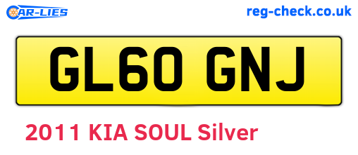 GL60GNJ are the vehicle registration plates.