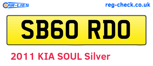 SB60RDO are the vehicle registration plates.