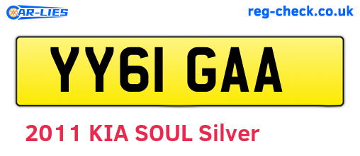 YY61GAA are the vehicle registration plates.