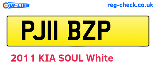 PJ11BZP are the vehicle registration plates.