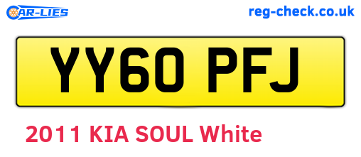 YY60PFJ are the vehicle registration plates.