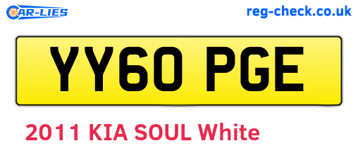 YY60PGE are the vehicle registration plates.