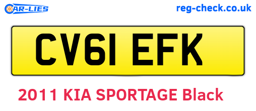 CV61EFK are the vehicle registration plates.